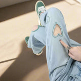 Kawaii Streetwear Blue High Waist Jeans - In Control Clothing