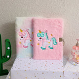 Kawaii Unicorn Lockable Diary | Plush Cartoon Notebook - In Control Clothing