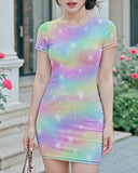 Pastel Rainbow Bodycon T-Shirt Dress
