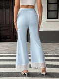 Lace Trim Flare Leg Pants