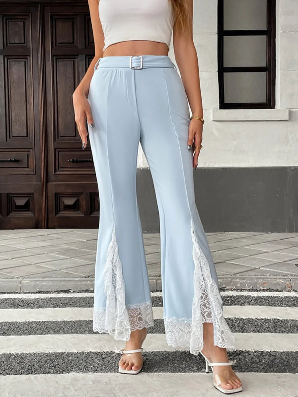 Lace Trim Flare Leg Pants