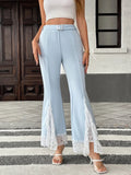 Lace Trim Flare Leg Pants