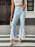 Lace Trim Flare Leg Pants