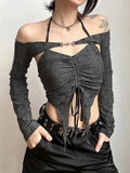 Long Sleeve Camisole Fairy Grunge Crop Top - In Control Clothing
