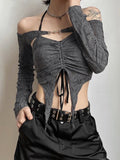 Long Sleeve Camisole Fairy Grunge Crop Top - In Control Clothing