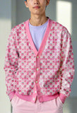Men's Kawaii Strawberry Plaid Ribbed Cardigan