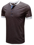 Men's Contrast Trim Henley Top
