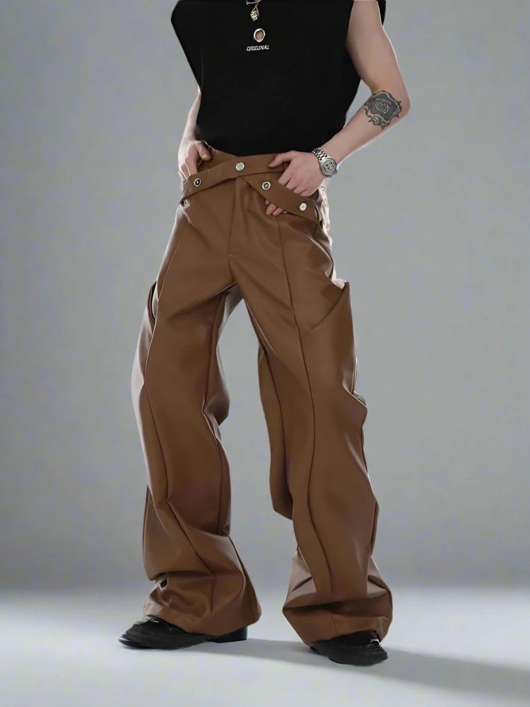 Men’s Frutiger Ego Wide Leg PU Leather Pants - In Control Clothing