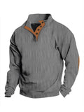 Men's Full Size Button Detail Long Sleeve Sweatshirt Plus Size