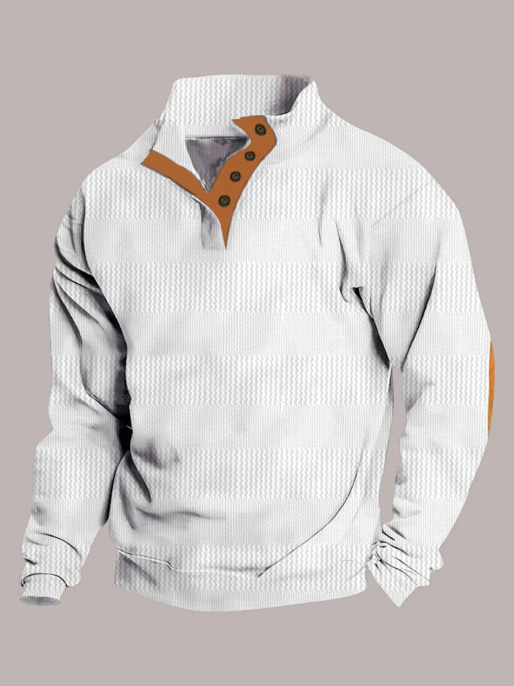 Men's Full Size Button Detail Long Sleeve Sweatshirt Plus Size