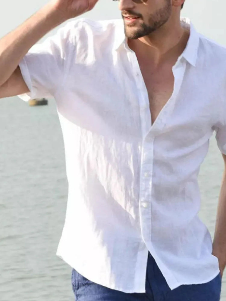Men's Full Size Button Up Short Sleeve Shirt Plus Size