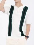 Men's Full Size Contrast Zip Collar Short Sleeve Knit Polo Plus Size