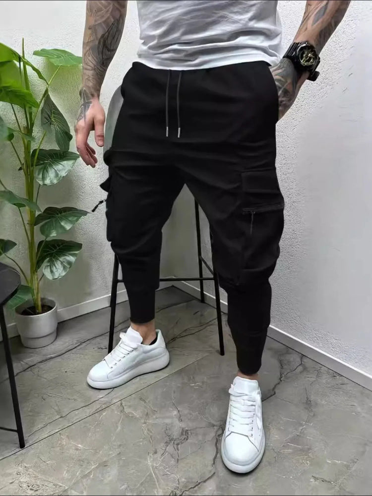 Men's Full Size Drawstring Pants with Pockets Plus Size