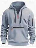 Men's Full Size Half Zip Long Sleeve Hoodie Plus Size