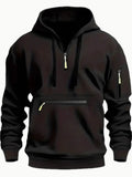 Men's Full Size Half Zip Long Sleeve Hoodie Plus Size