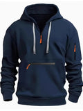 Men's Full Size Half Zip Long Sleeve Hoodie Plus Size