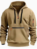 Men's Full Size Half Zip Long Sleeve Hoodie Plus Size