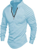 Men's Full Size Quarter Zip Long Sleeve Polo Plus SIze