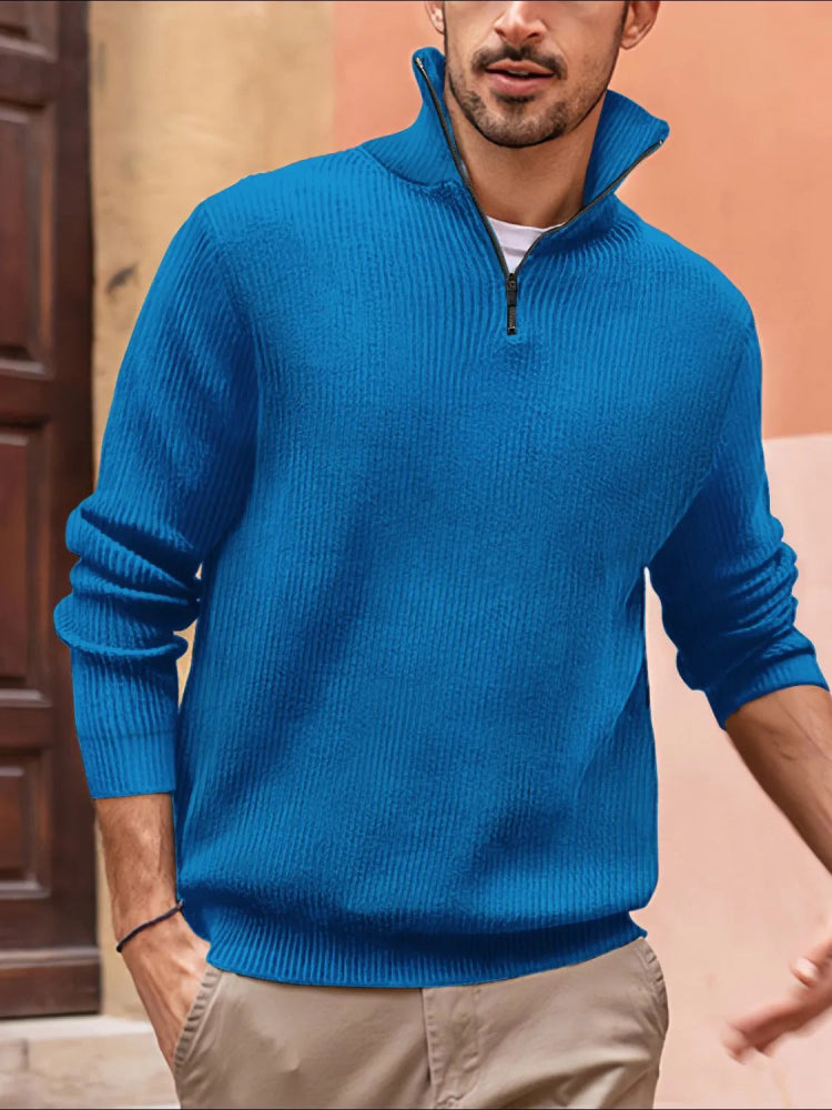 Men's Full Size Quarter Zip Long Sleeve Top Plus Size