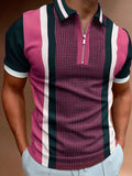 Men's Full Size Quarter Zip Short Sleeve Polo Plus Size