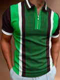 Men's Full Size Quarter Zip Short Sleeve Polo Plus Size