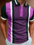 Men's Full Size Quarter Zip Short Sleeve Polo Plus Size