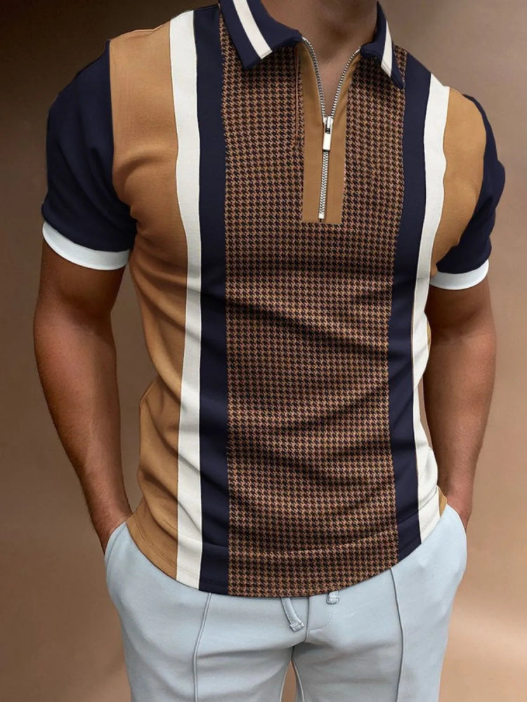 Men's Full Size Quarter Zip Short Sleeve Polo Plus Size