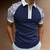 Men's Full Size Zip Collar Short Sleeve Polo Plus Size