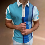 Men's Full Size Zip Collar Short Sleeve Polo Plus Size