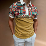 Men's Full Size Zip Collar Short Sleeve Polo Plus Size