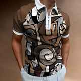 Men's Full Size Zip Collar Short Sleeve Polo Plus Size