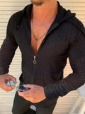 Men's Full Size Zip Up Long Sleeve Hooded Top Plus Size