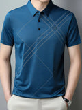 Men's Plus Size Geometric Pattern Quick - Dry Polo