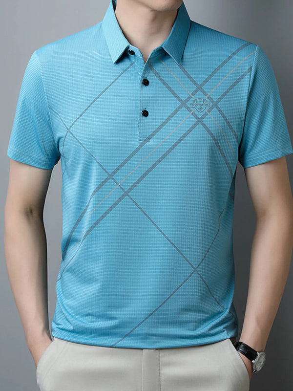 Men's Plus Size Geometric Pattern Quick-Dry Polo