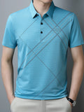 Men's Plus Size Geometric Pattern Quick - Dry Polo