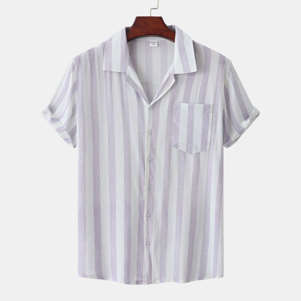 Men's Striped Short Sleeve Button - Down Shirt