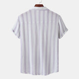 Men's Striped Short Sleeve Button - Down Shirt
