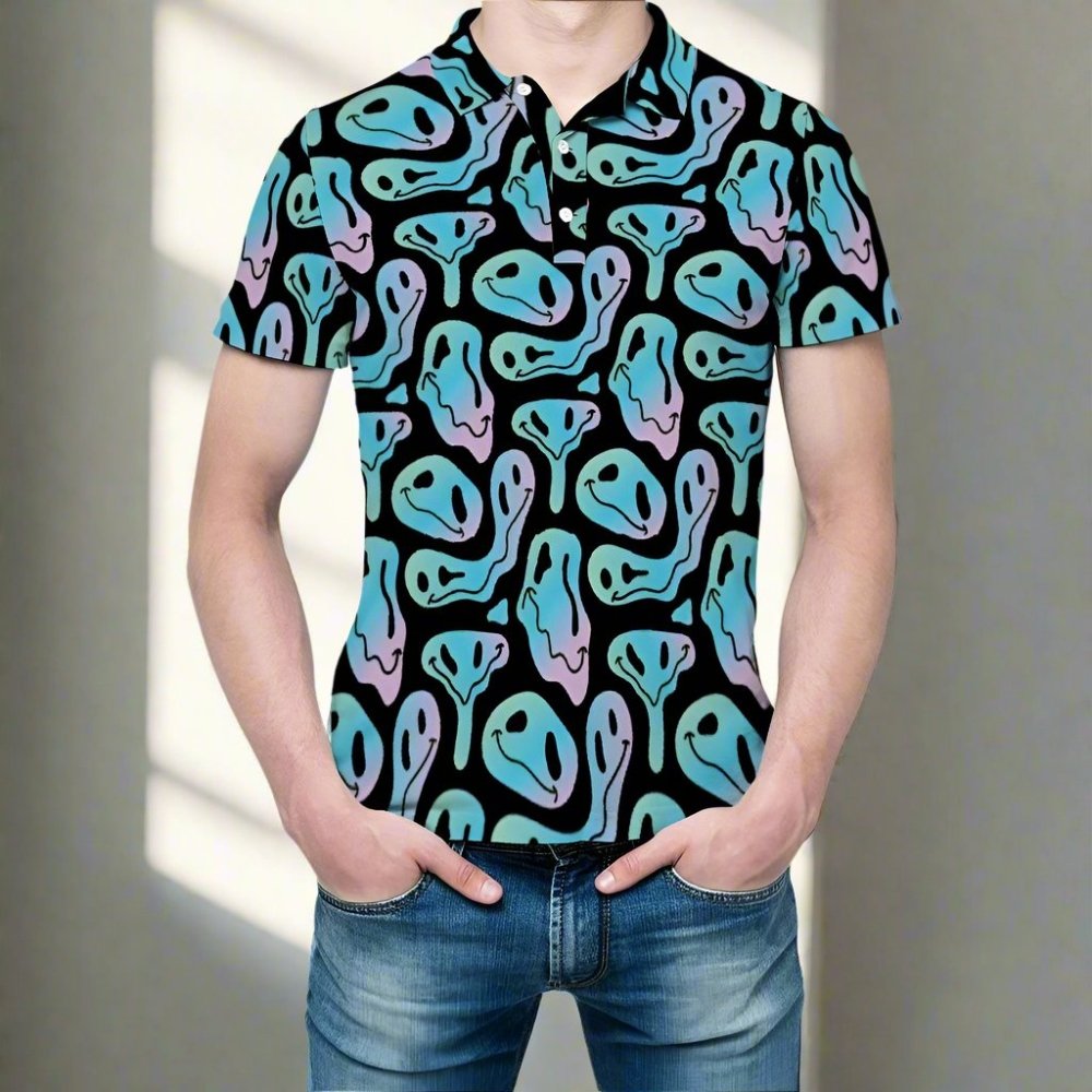 Mens Trippy Graphic Polo Shirt - In Control Clothing