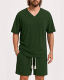 Men’s V - Neck Summer Short Set – Casual Beachwear Outfit