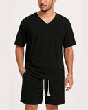 Men’s V - Neck Summer Short Set – Casual Beachwear Outfit