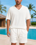 Men’s V - Neck Summer Short Set – Casual Beachwear Outfit
