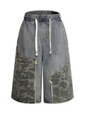 Men's Vintage Patchwork Camo Denim Shorts