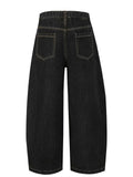 Men's Washed Curved Denim Shorts with Decorative Scarf