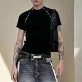 Men's Zipper Detail Streetwear Solid Color T-shirt - In Control Clothing