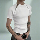 Men's Zipper Detail Streetwear Solid Color T-shirt - In Control Clothing