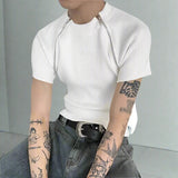 Men's Zipper Detail Streetwear Solid Color T-shirt - In Control Clothing
