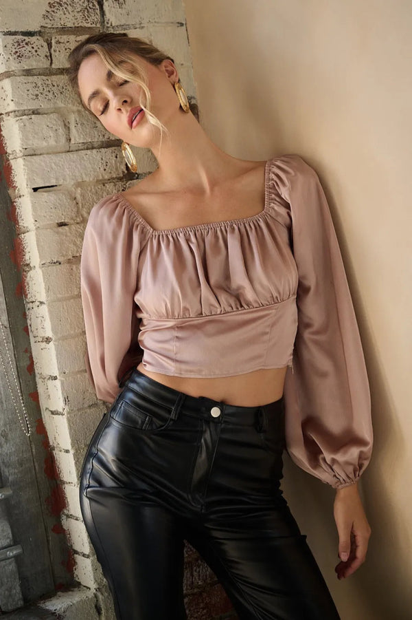 Mittoshop Satin Square Neck Blouse