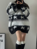 Mohair Star Stripe Print Oversized Acubi Sweater - In Control Clothing