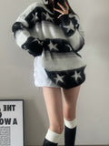 Mohair Star Stripe Print Oversized Acubi Sweater - In Control Clothing