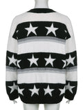 Mohair Star Stripe Print Oversized Acubi Sweater - In Control Clothing